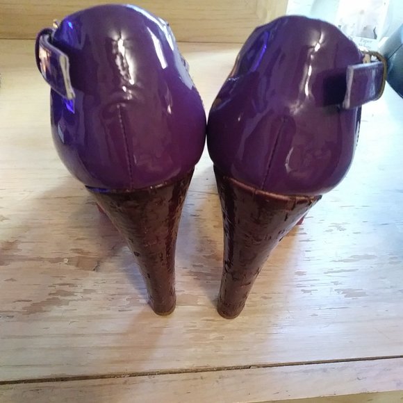 Miu Miu Criss Cross Platform Cork Heel Sandals - Picture 6 of 8